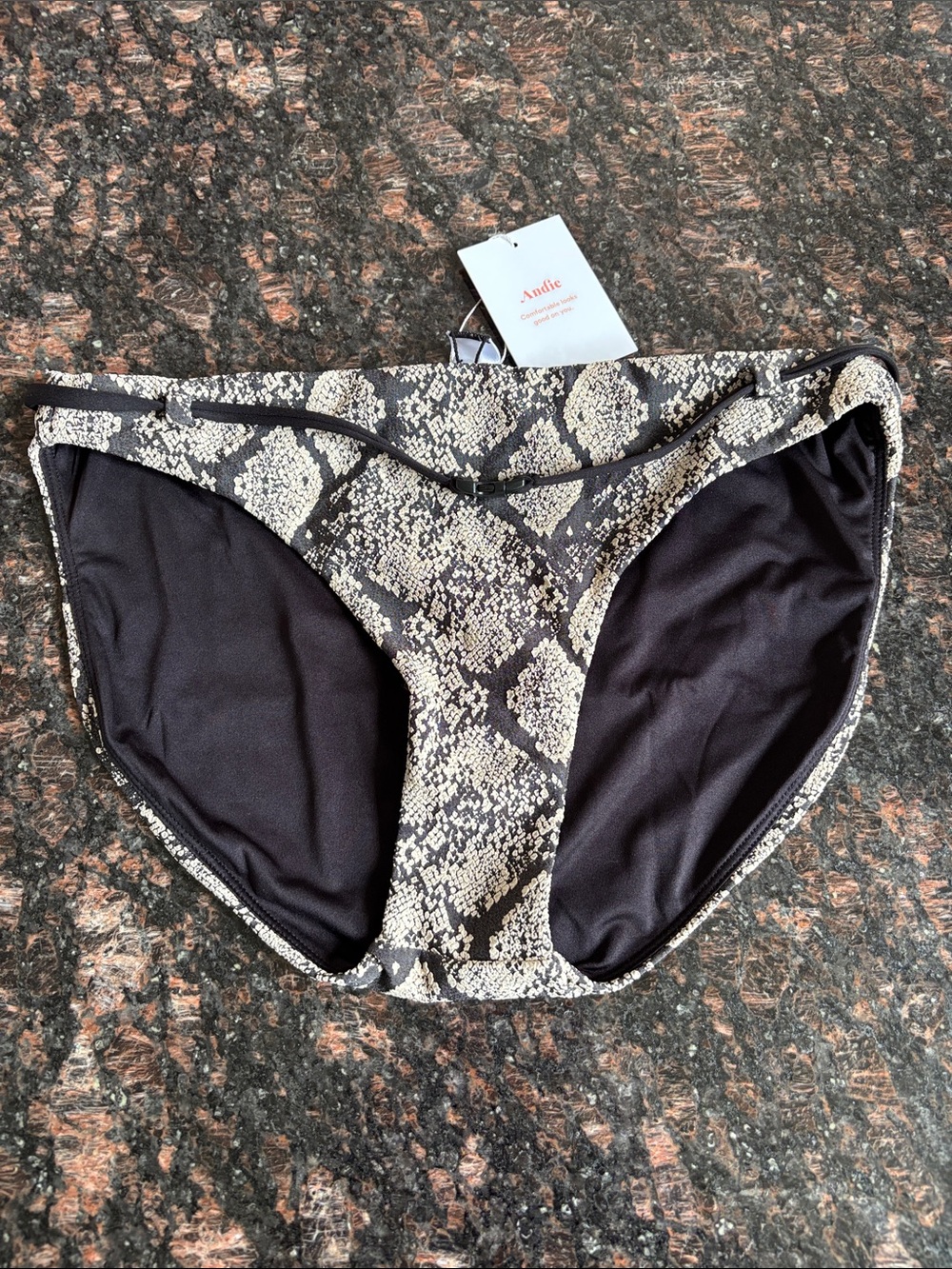 NWT Andie Snakeskin Bikini Bottoms - Black & Cream Size Small